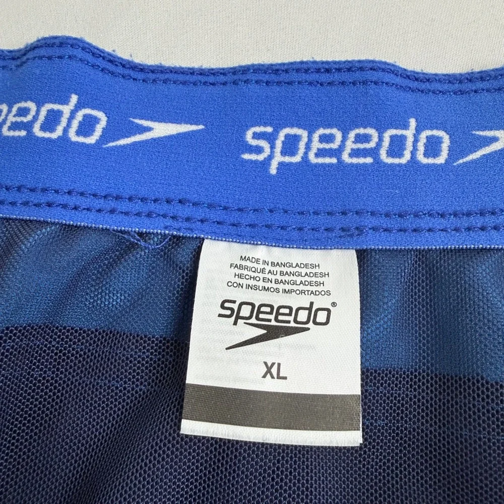 Speedo Mens XL Blue Colorblock Swim Trunks Cargo Pocket Mesh Liner Board Shorts